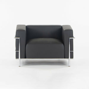 SOLD 1980s Pair of Cassina Le Corbusier LC3 Lounge Chairs with New Black Upholstery