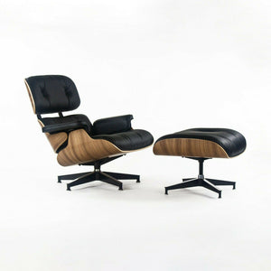 SOLD 2021 Herman Miller Eames Lounge Chair and Ottoman 670 671 Black Leather & Walnut