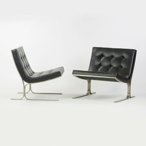 SOLD 1960s Pair of Nicos Zographos CH28 Ribbon Chairs in Black Leather