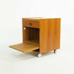 SOLD 1970s Pair of Rolling W&B Mobler Danish Modern Teak Bedside Table / Cabinets