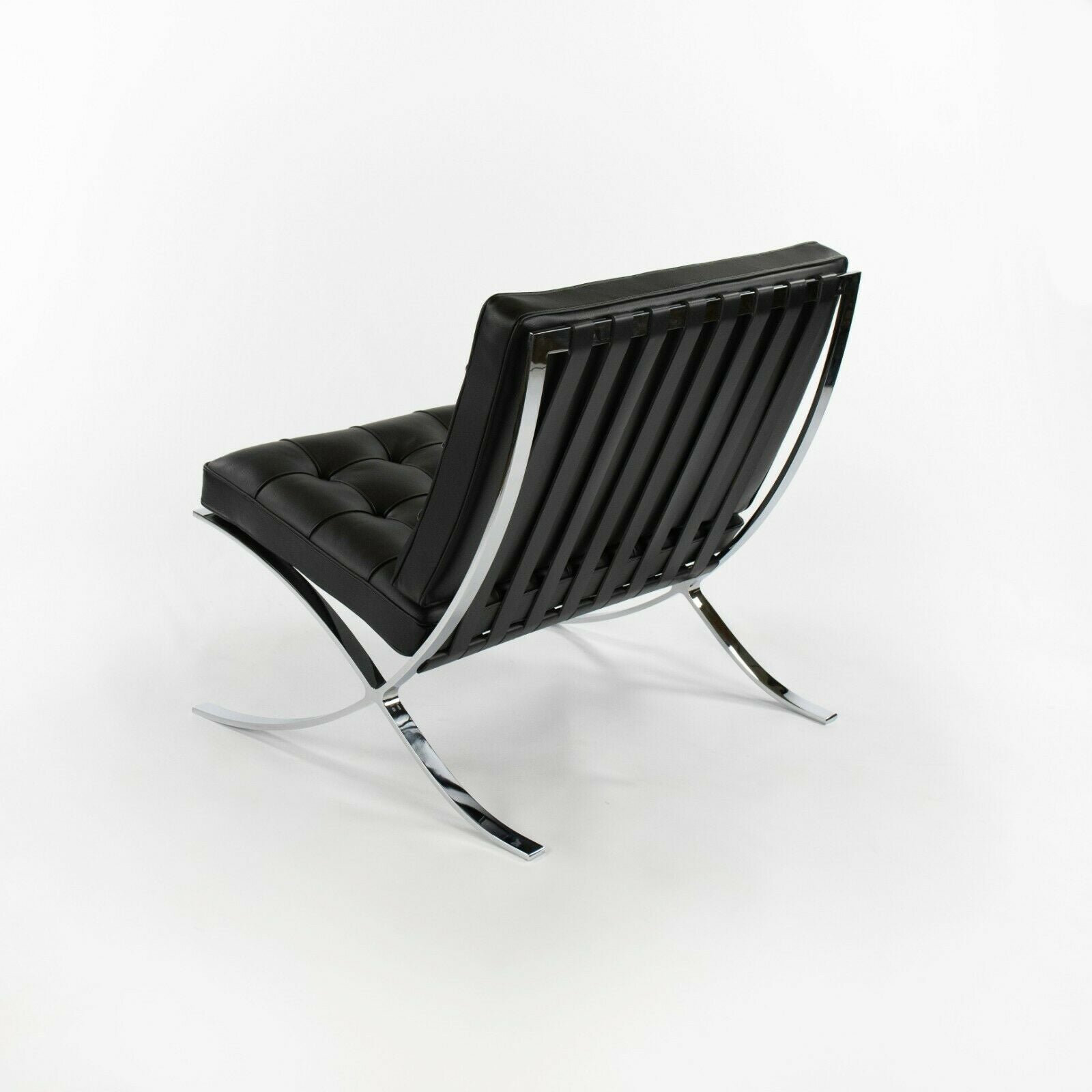 SOLD 2022 Mies van der Rohe for Knoll Barcelona Lounge Chair in Black Leather 2x Available