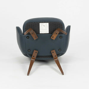 SOLD Eero Saarinen Knoll 2020 Executive Armchair in Navy Blue Leather w/ Wood Legs 5x Available