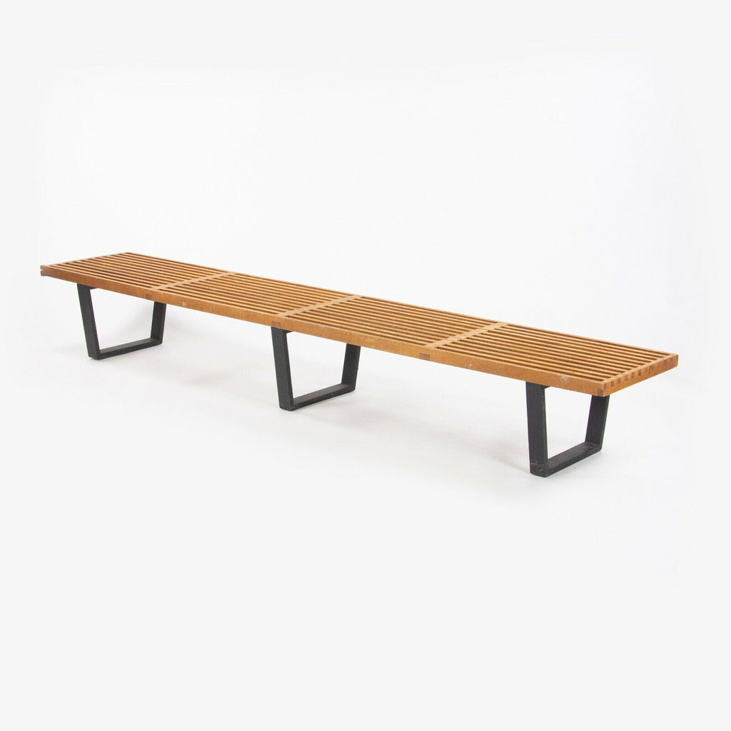 SOLD 1950s Rare George Nelson for Herman Miller 102 inch 4992 Slat Bench Maple Black Laquer