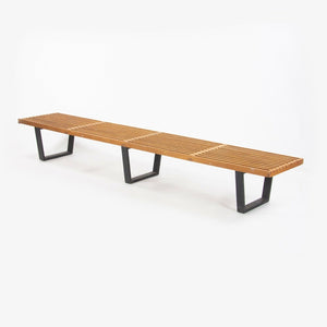 SOLD 1950s Rare George Nelson for Herman Miller 102 inch 4992 Slat Bench Maple Black Laquer