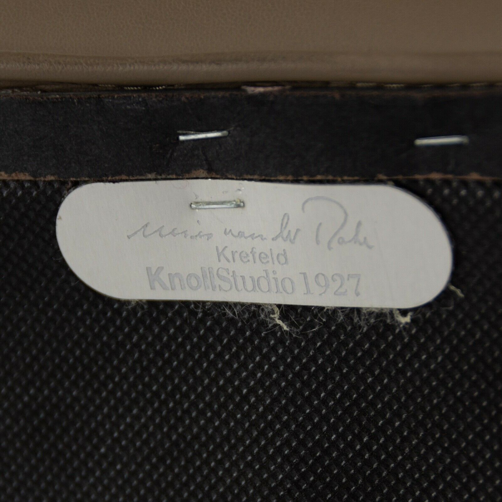 SOLD 2010s Mies Van Der Rohe Knoll Studio Dark Tan Leather Krefeld Three Seat Sofa