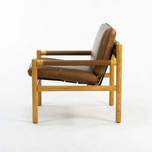 Pair 1976 Nicos Zographos Saronis Leather & Oak Lounge Chairs from Hugh Stubbins Library