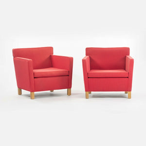 SOLD 2007 Pair Original Knoll Mies Van Der Rohe Krefeld Lounge Chair Red Fabric