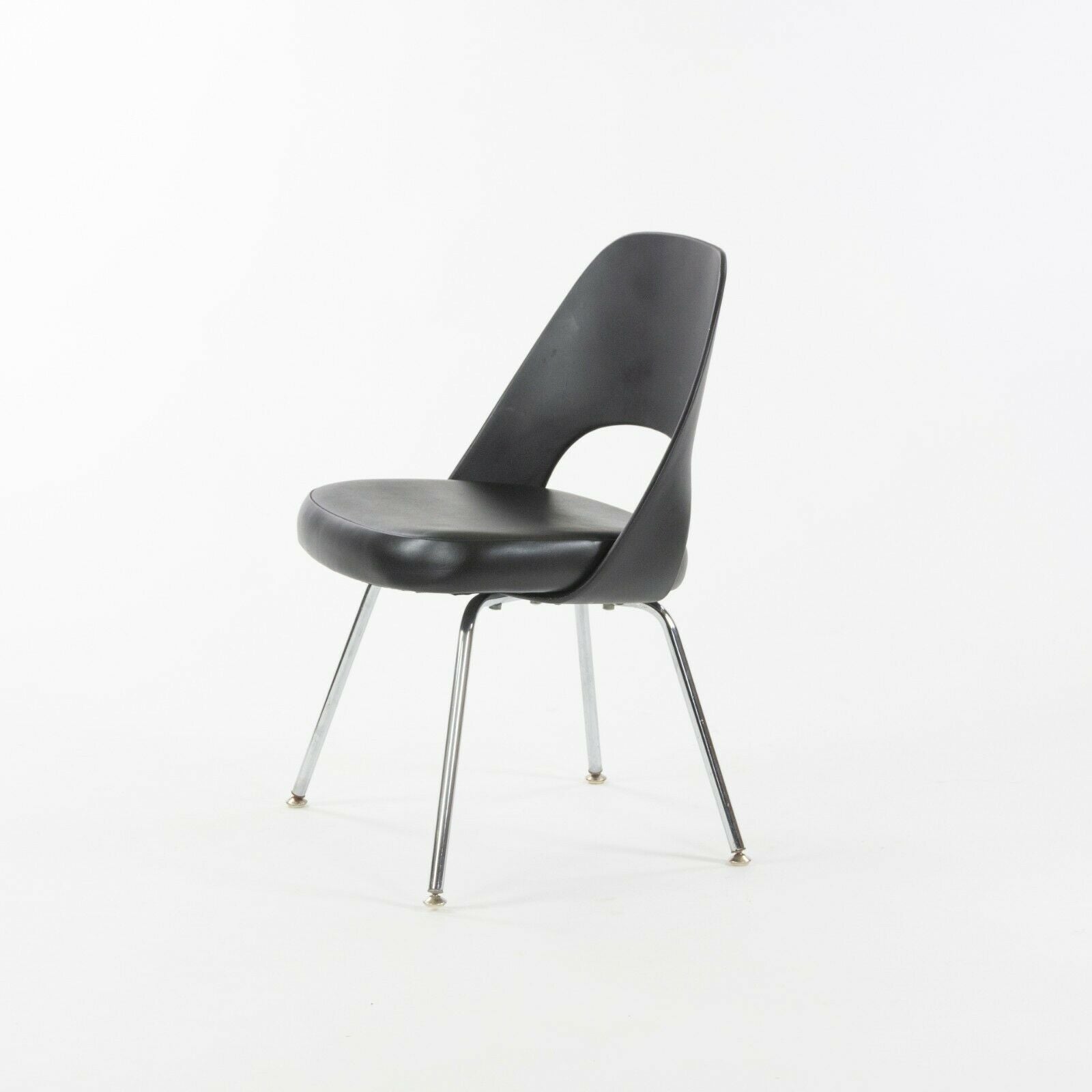 2014 Eero Saarinen for Knoll Executive Armless Dining Chair Black with Chrome