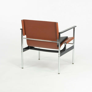 SOLD 2020 Charles Pollock for Knoll Sling Arm Chair Cognac & Black Leather Chrome 657