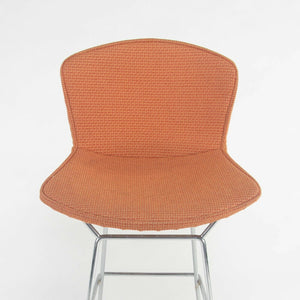 SOLD Set of 3 Harry Bertoia Knoll Wire Chrome Bar Stools w/ Orange Fabric Full Covers