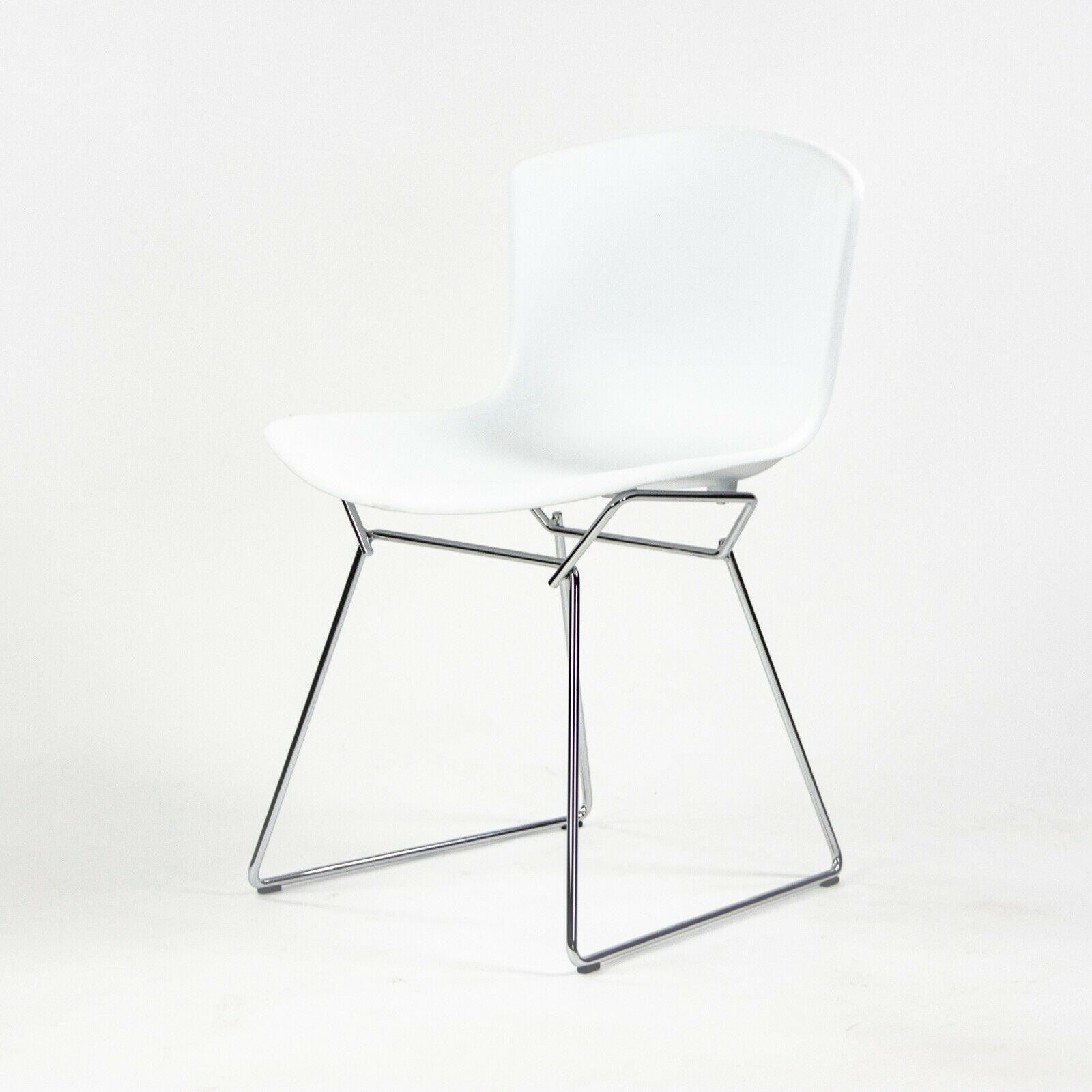 SOLD Harry Bertoia for Knoll Studio Molded Side Shell Chair Plastic with Chrome Base White