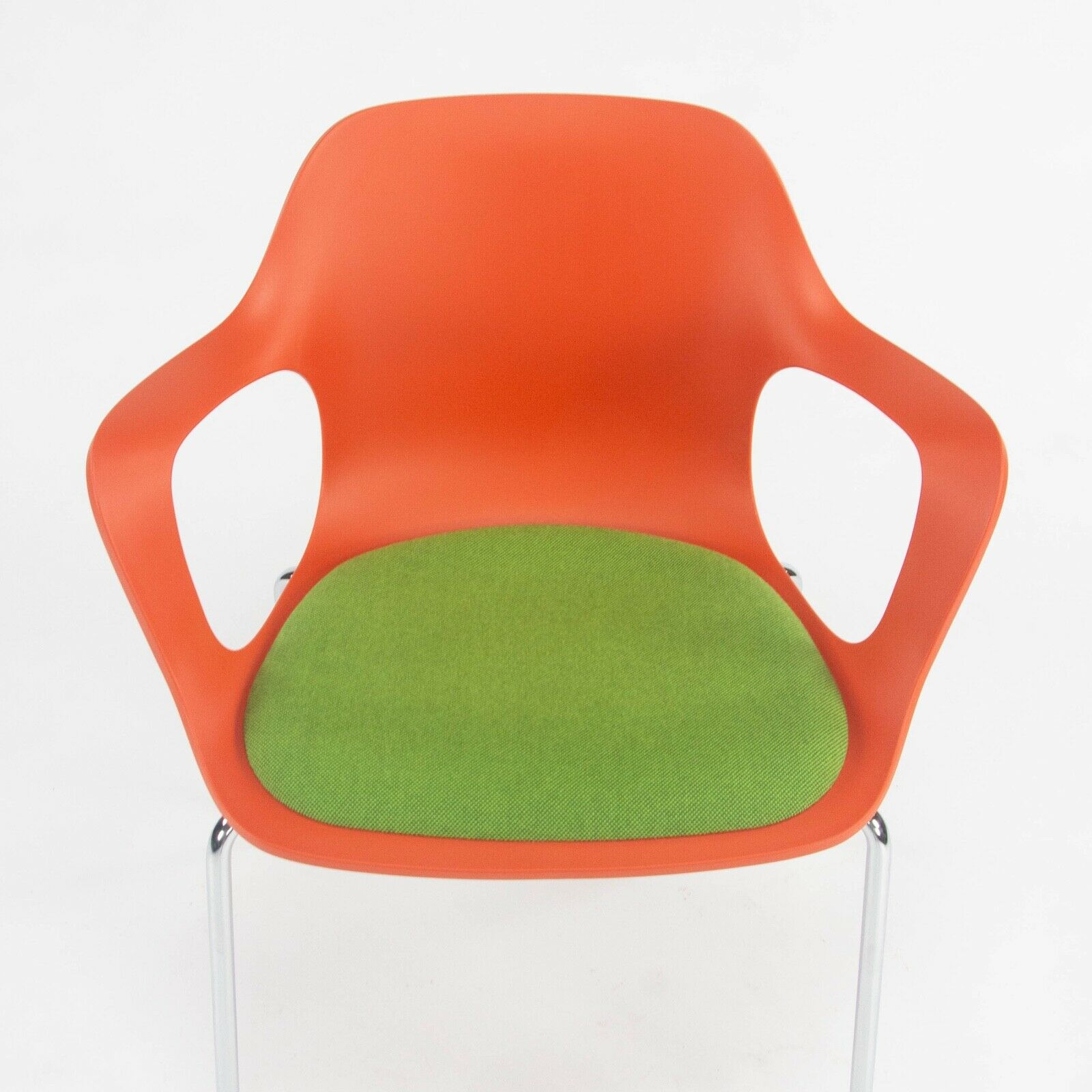 2018 Jasper Morrison Hal Tube Stacking Armchair by Vitra in Orange and Chrome