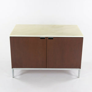 SOLD 1970s Florence Knoll for Knoll International 2 Door Credenza / Cabinet with White Marble Top