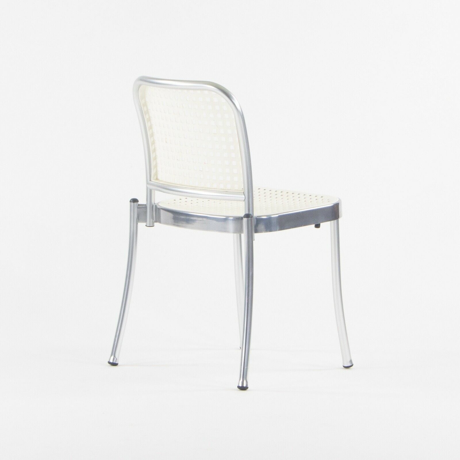 SOLD 2021 Pair of Vico Magistretti Silver Outdoor Chairs for DePadova w/ White Seats