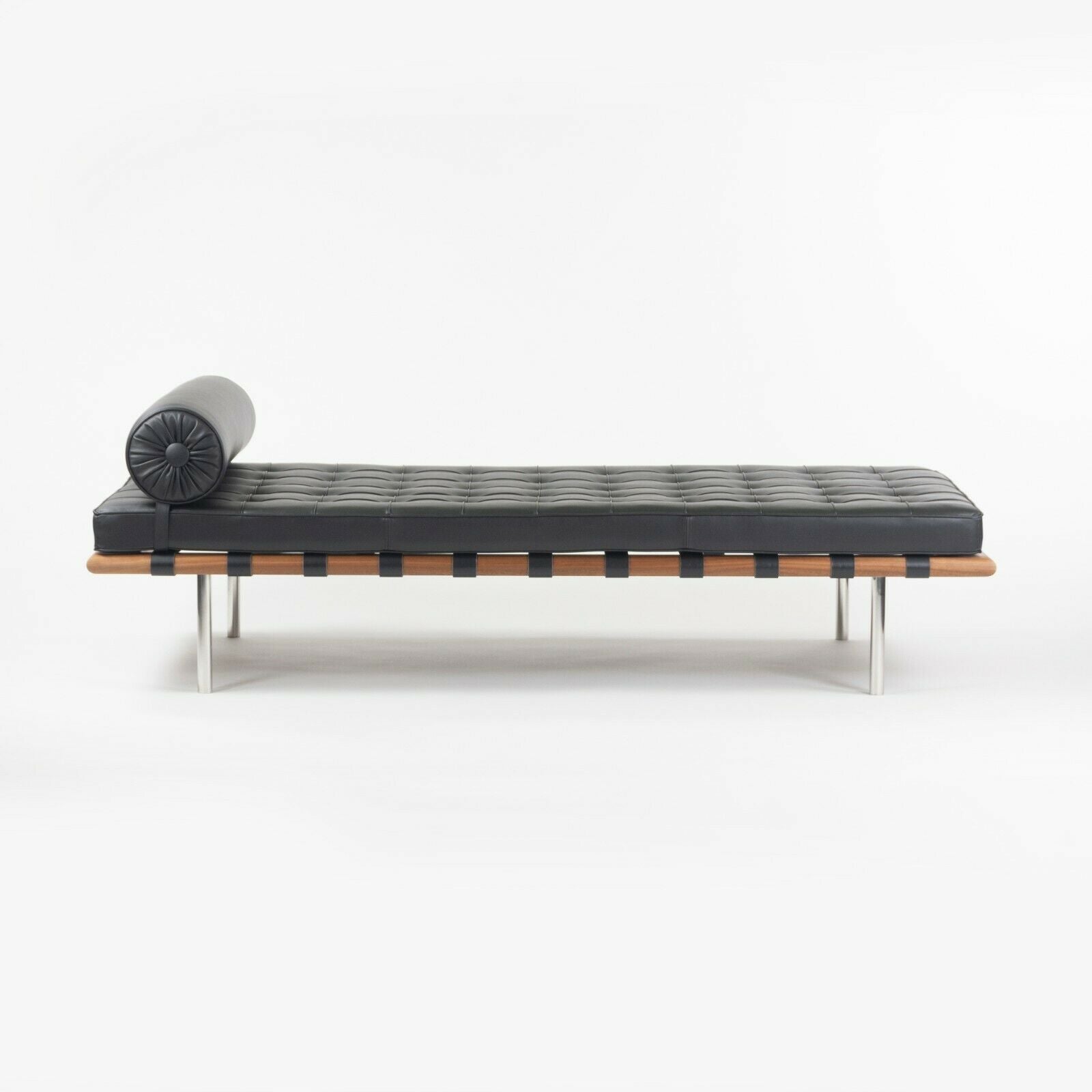 SOLD 2020 Mies Van Der Rohe for Knoll Barcelona Daybed / Couch / Bench in Black Leather