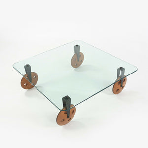 SOLD 1980s Gae Aulenti Tavolo con Ruote Postmodern Glass Coffee Table by Fontana Arte