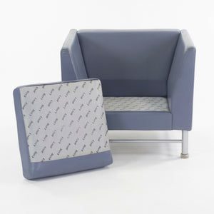 Ettore Sottsass for Knoll Eastside Lounge Chairs Memphis Italy Blue from O'Hare Executive Lounge