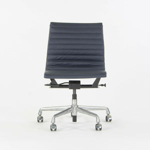 SOLD Herman Miller Eames Aluminum Group Management Armless Desk Chairs in Navy Leather