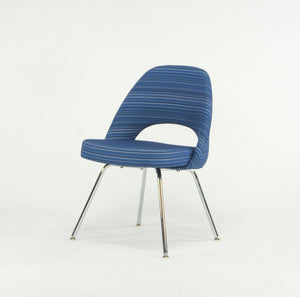 SOLD 2020 6x Eero Saarinen for Knoll Executive Side Chair with Blue Striped Fabric