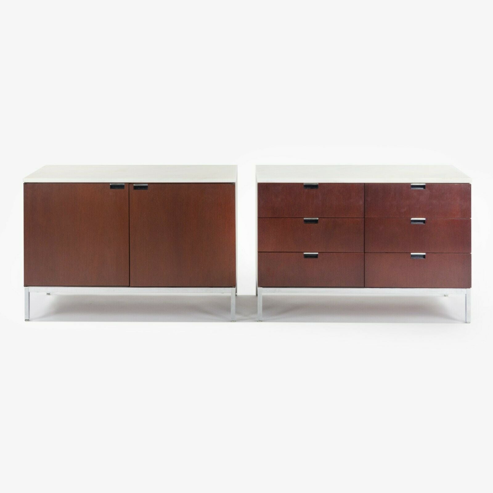 1970s Florence Knoll International 6 Drawer Credenza Dresser Cabinet with Marble Top