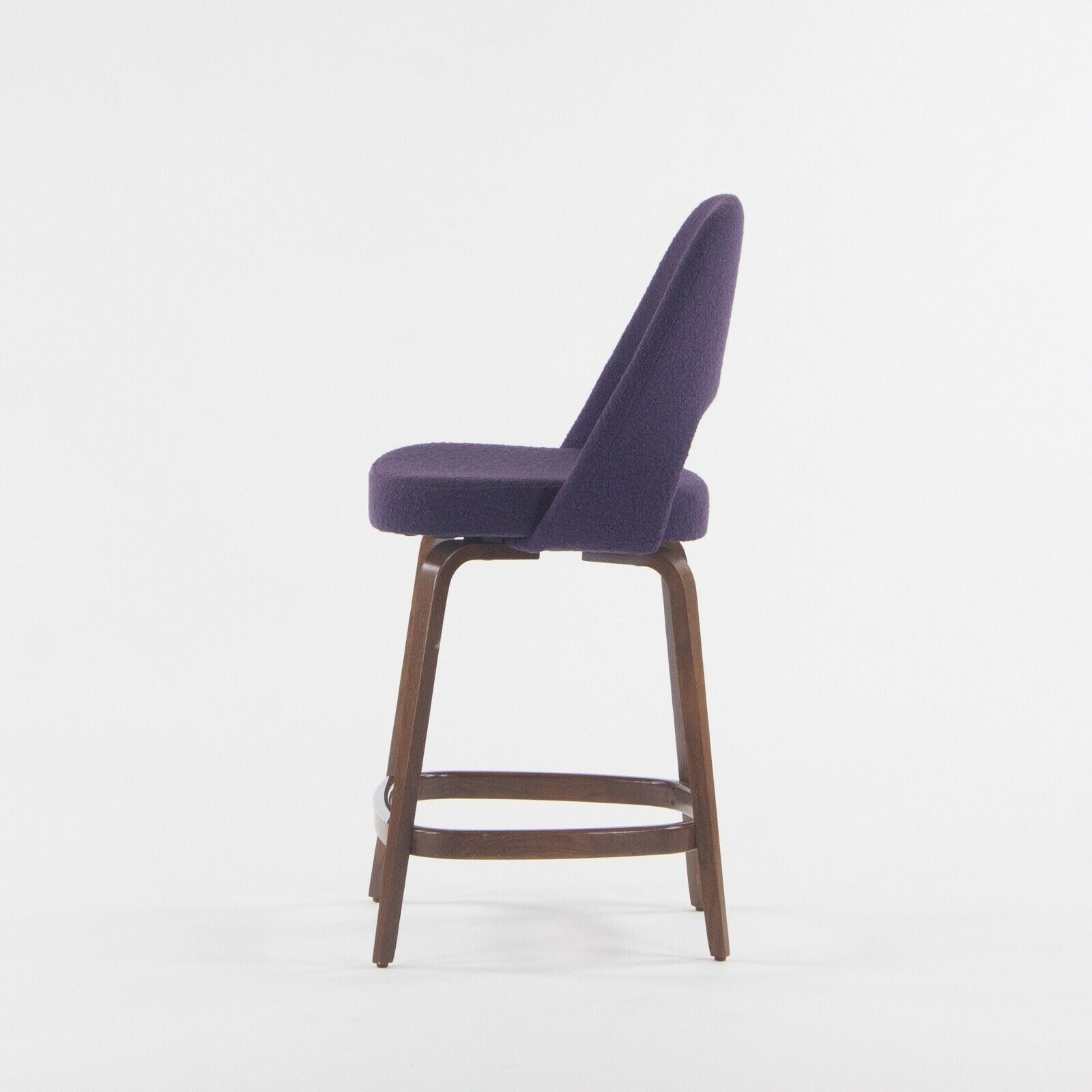 2021 Eero Saarinen Knoll Executive Counter Stool w/ Walnut Base in Purple Boucle
