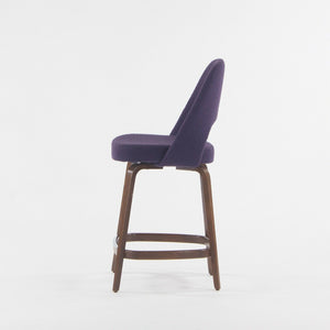 2021 Eero Saarinen Knoll Executive Counter Stool w/ Walnut Base in Purple Boucle