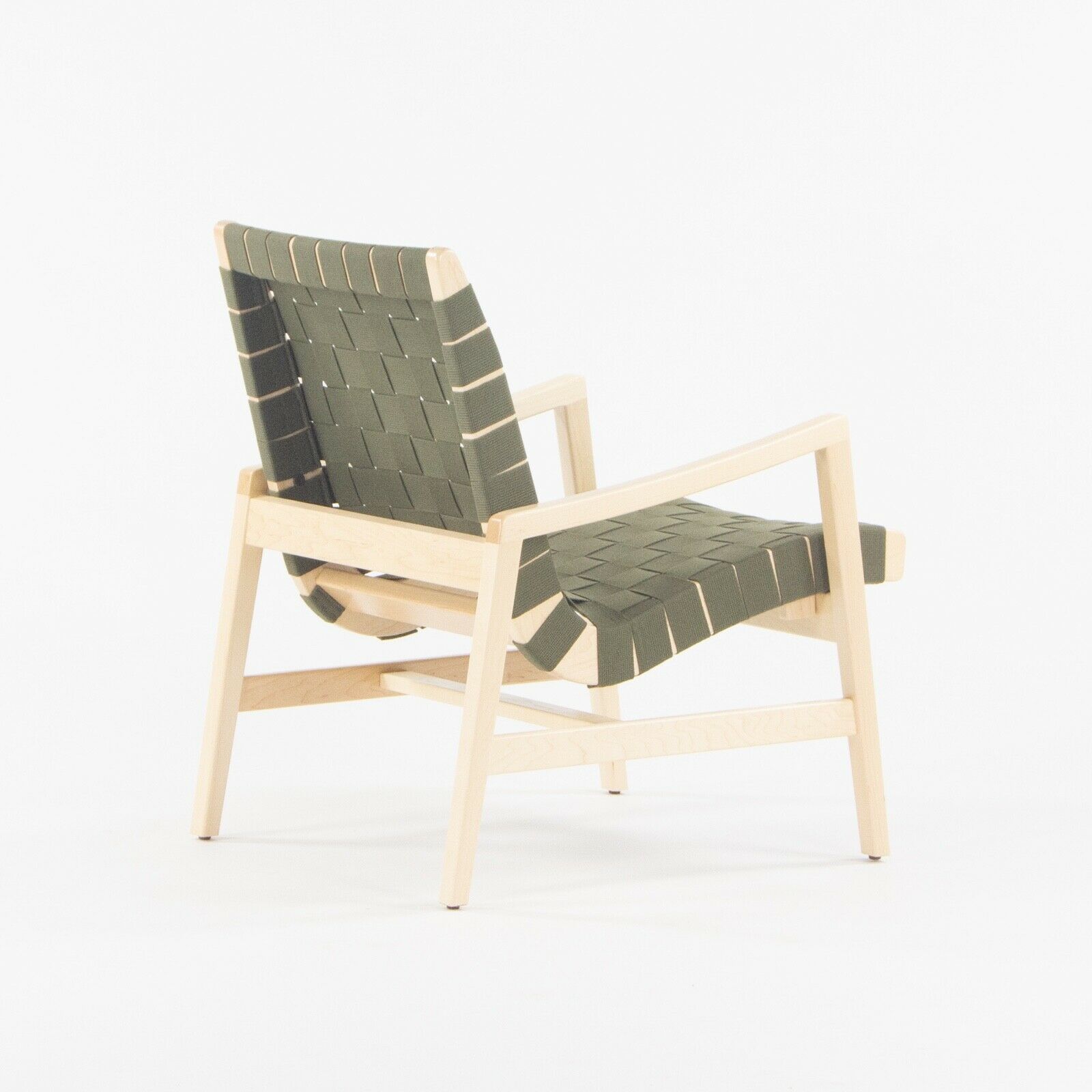 SOLD 2021 Jens Risom for Knoll Lounge Chair with Arms in Maple Frame & Khaki Webbing