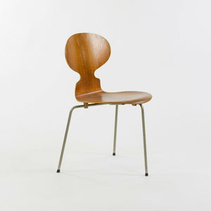 SOLD 1960s Pair of Arne Jacobson Fritz Hansen Ant Stacking Side Chairs Teak & Steel