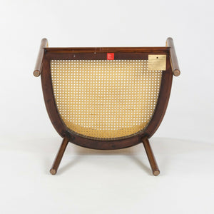 SOLD 1985 Ward Bennett for Brickel Associates Wicker Cane Side Arm Chair Dark Oil Ash