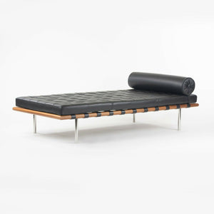 SOLD 2020 Mies Van Der Rohe for Knoll Barcelona Daybed / Couch / Bench in Black Leather