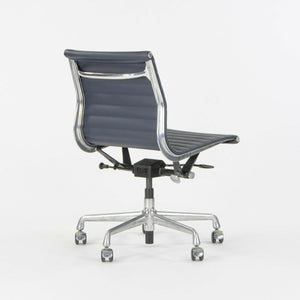 SOLD Herman Miller Eames Aluminum Group Management Armless Desk Chairs in Navy Leather