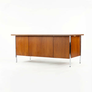 1950s Florence Knoll Double Pedestal Walnut Chrome and Laminate Executive Desk