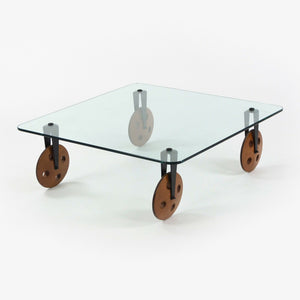 SOLD 1980s Gae Aulenti Tavolo con Ruote Postmodern Glass Coffee Table by Fontana Arte
