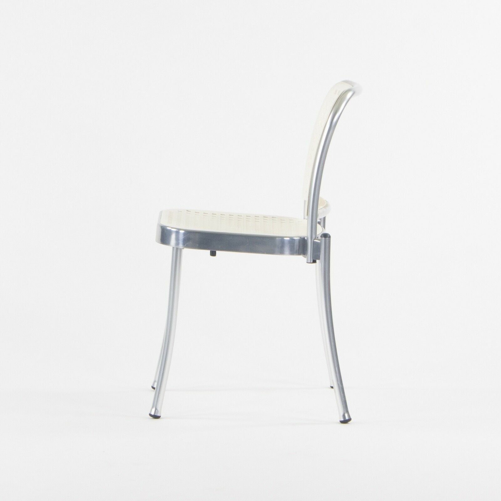 SOLD 2021 Pair of Vico Magistretti Silver Outdoor Chairs for DePadova w/ White Seats