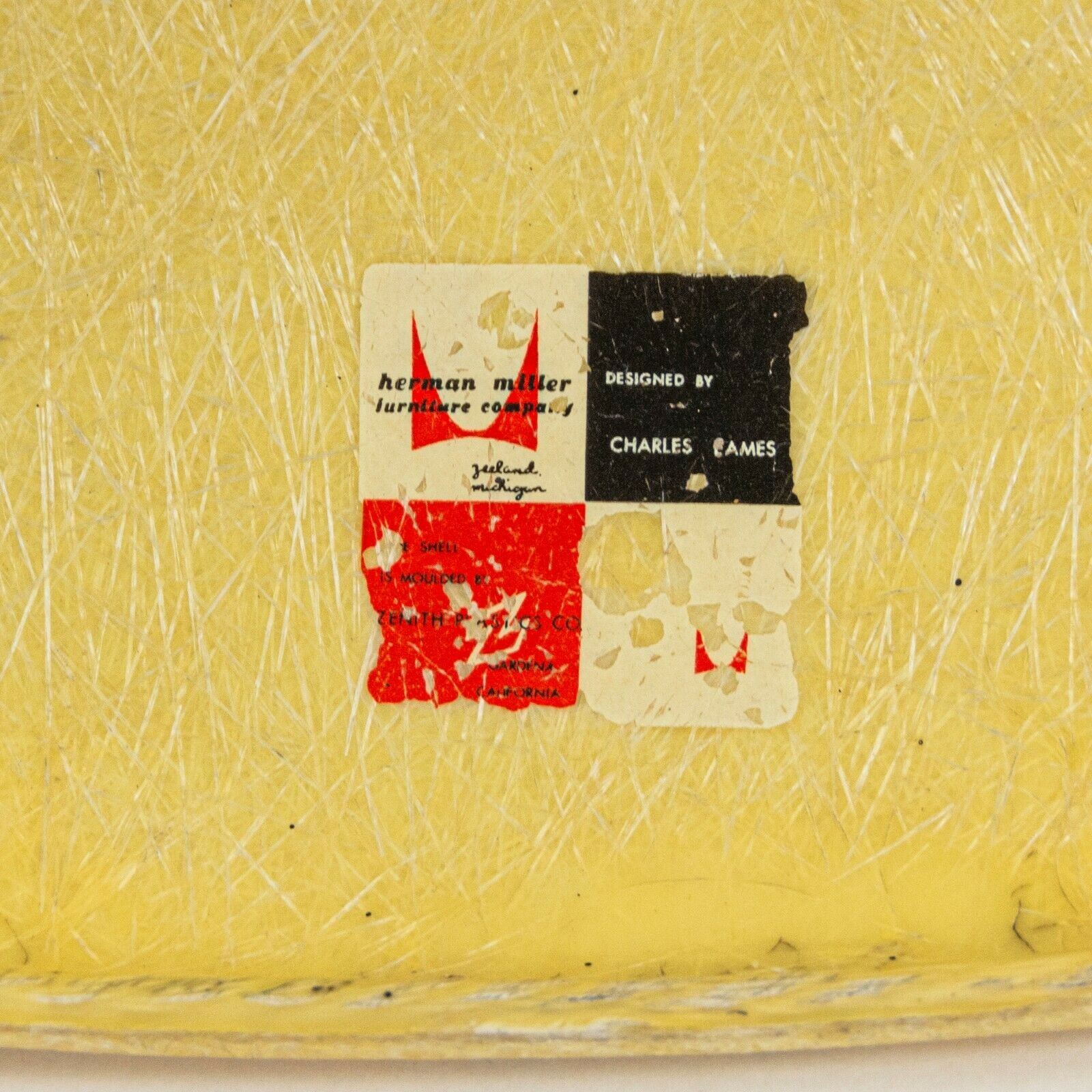 SOLD 1951 Herman Miller Eames Zenith DAW Lemon Yellow Arm Shell Chair w Dowel & Rope Edge