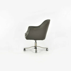 1980s Nicos Zographos Grey Leather Bucket Desk Chairs with Alpha Bases 2x Available