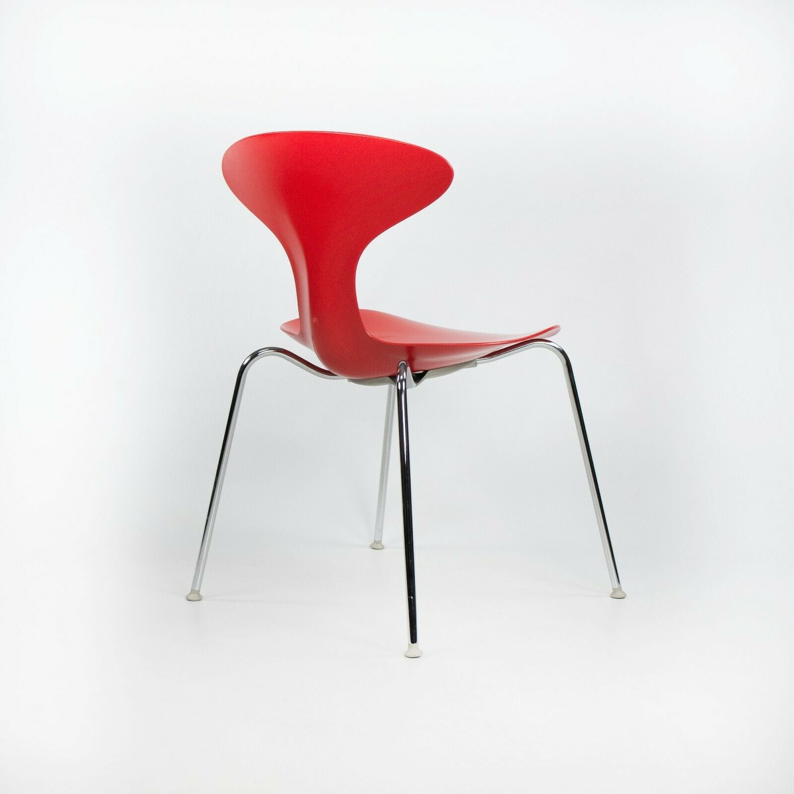2010s Ross Lovegrove Orbit Chair by Bernhardt Design in Red Plastic Chrome Legs