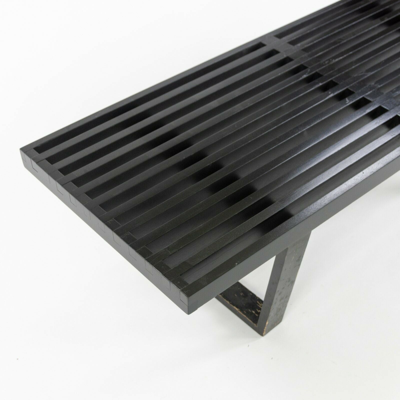 SOLD 1950s Vintage George Nelson for Herman Miller 4690 Ebonized Slatted Wood Bench