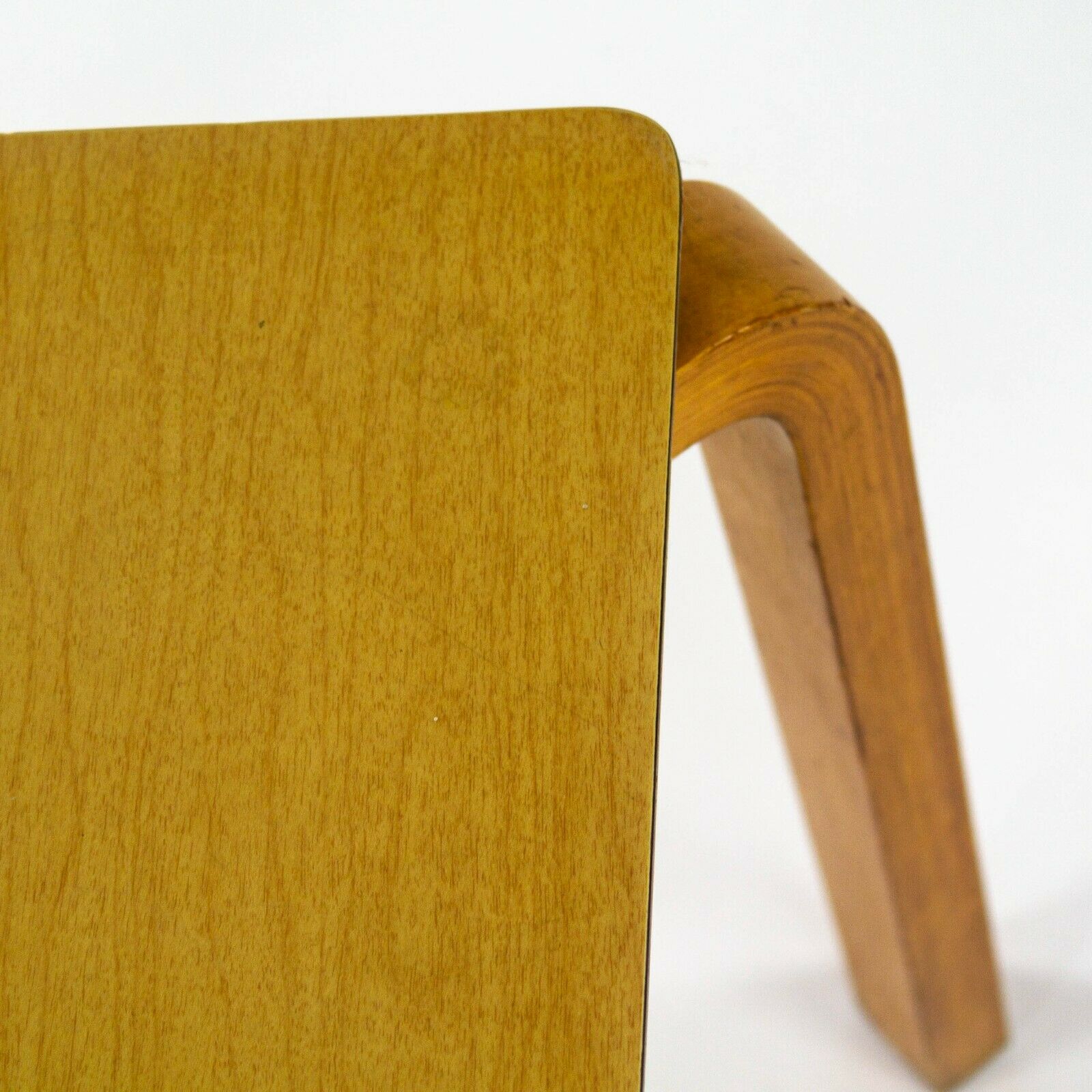 1950s Thonet Bent Birch Wood and Wood Grain Square Laminate Side / End Table