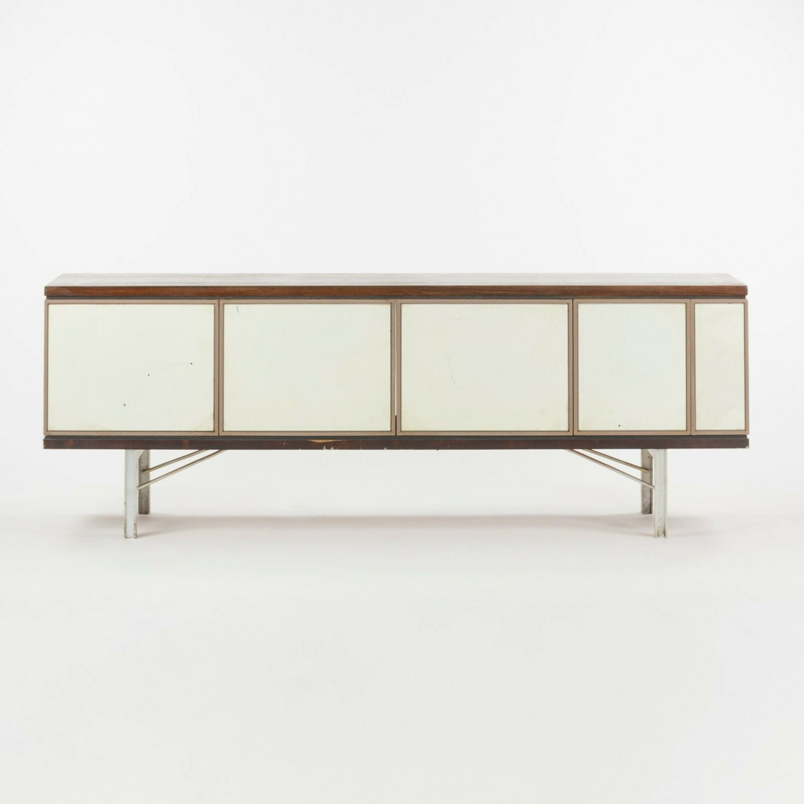 1960 Gerald Luss Rosewood & Metal Credenza Cabinet Once Attributed to Eames & IBM Pavilion