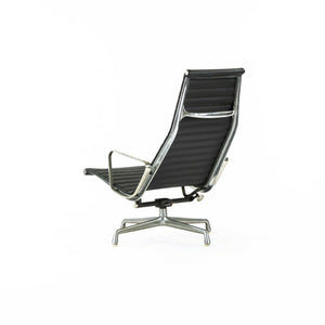 SOLD 1978 Herman Miller Eames Aluminum Group Lounge Chair in Smooth Black Leather