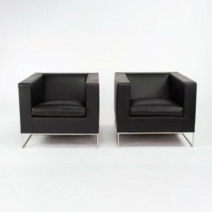 SOLD 2010s Pair of Leather Klee Lounge Armchairs by Rodolfo Dordoni & Minotti Italy