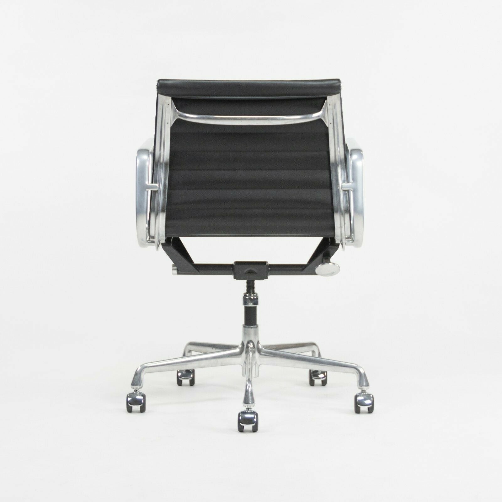 SOLD C. 2010s Herman Miller Eames Aluminum Group Management Desk Chair Black Leather