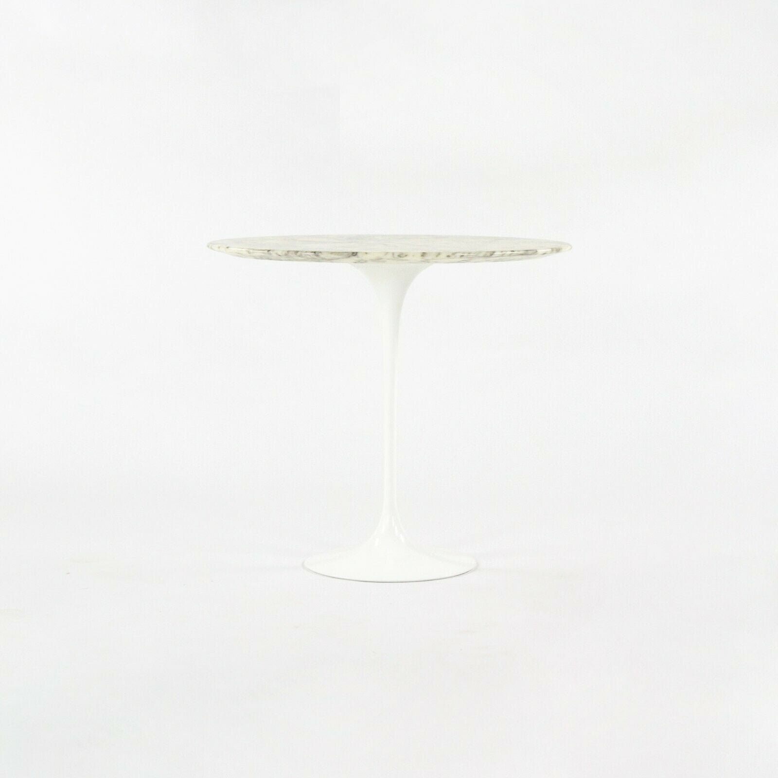 SOLD 2010s Eero Saarinen for Knoll Arabescato Marble Oval Tulip Side Table in White