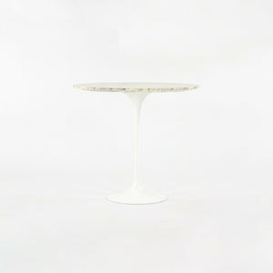 SOLD 2010s Eero Saarinen for Knoll Arabescato Marble Oval Tulip Side Table in White