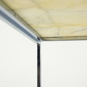 SOLD 2010s Ward Bennett Geiger Metal H Frame Coffee Table Marble Top 36 in by Herman Miller