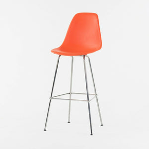 SOLD Ray and Charles Eames Herman Miller Molded Shell Bar Stool Chair Red/Orange