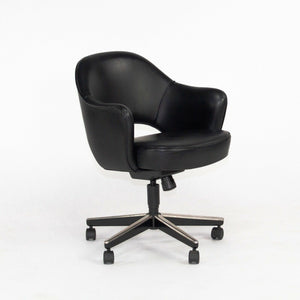 SOLD 2011 Eero Saarinen for Knoll Executive Desk Chair w/ Rolling Base Black Leather