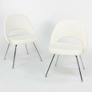 SOLD Eero Saarinen Knoll 2020 White Leather Executive Side Chair with Chrome Legs 2x Available