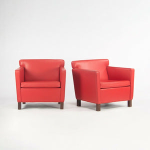 C. 2009 Pair of Mies Van Der Rohe Knoll Krefeld Lounge Chairs in Red Leather